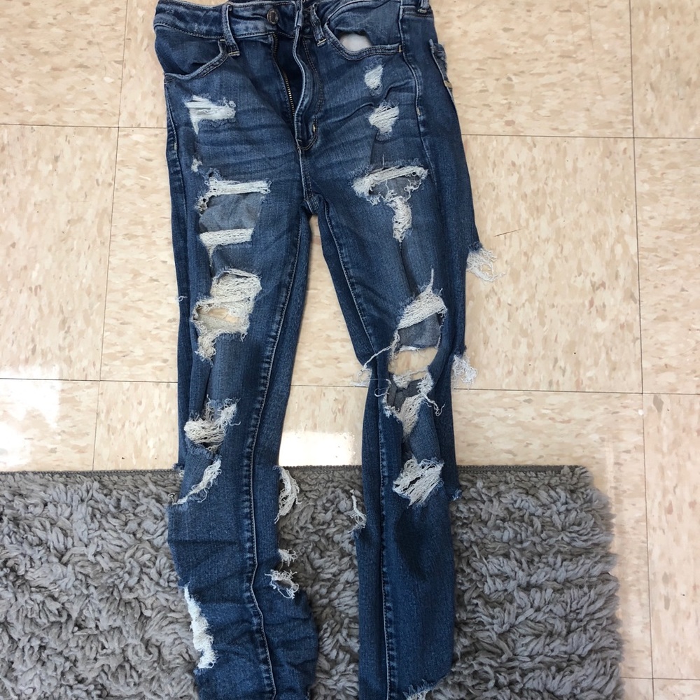 American Eagle fringe jeans